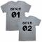 Парные футболки "BITCH 01 & BITCH 02"